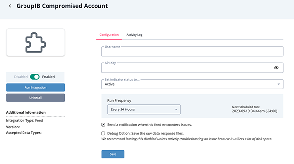 Configuration Screen