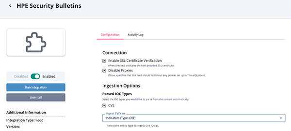 Configuration Screen