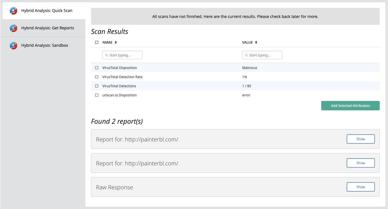Quick Scan Results Example