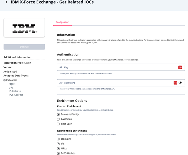 Get Related IOCs Configuration Screen