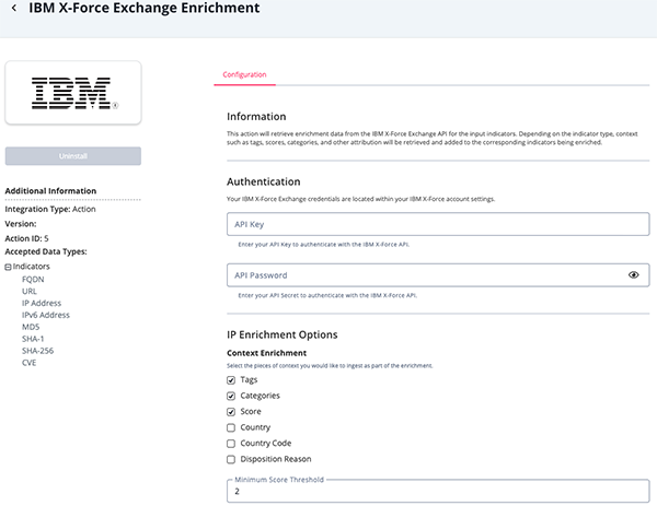 Enrichment Configuration Screen