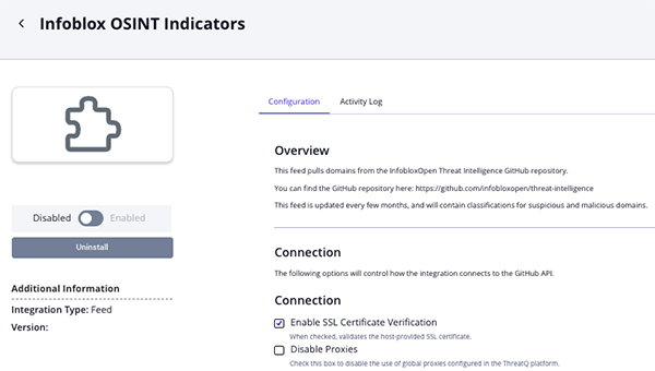 Configuration Screen
