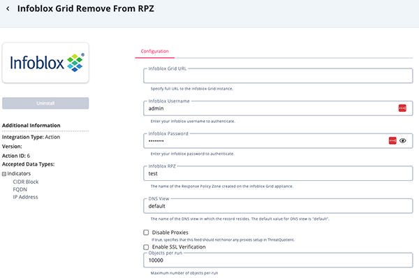 Configuration Screen