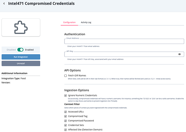 Configuration Screen
