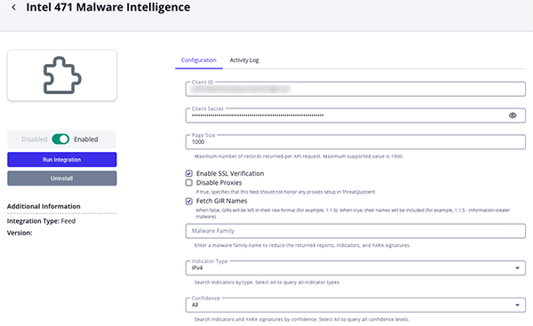 Configuration Screen