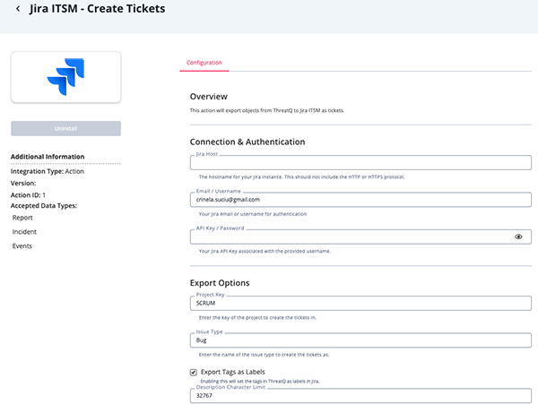 Configuration Screen