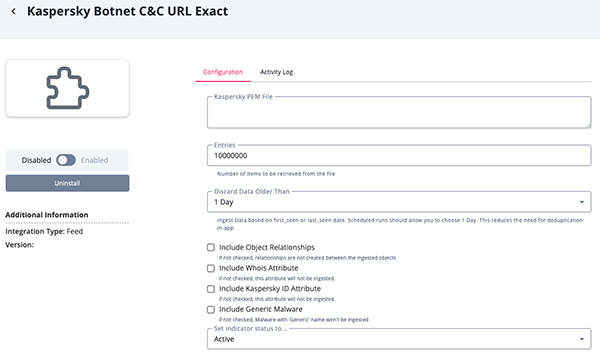 Botnet C&C URL Exact Configuration Screen