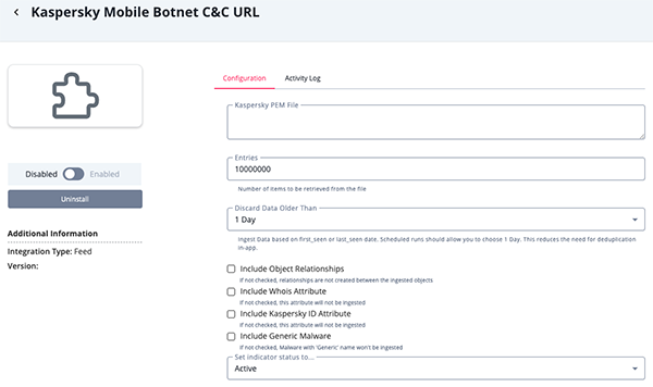 Mobile Botnet CC URL Configuration Screen