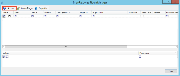 SmartResponse Plugin Manager - Actions button