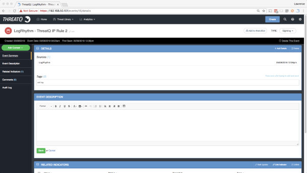 Sighting in ThreatQ Example