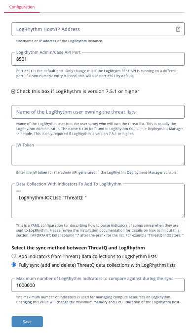 Configuration Screen