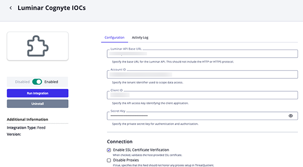 Configuration Screen