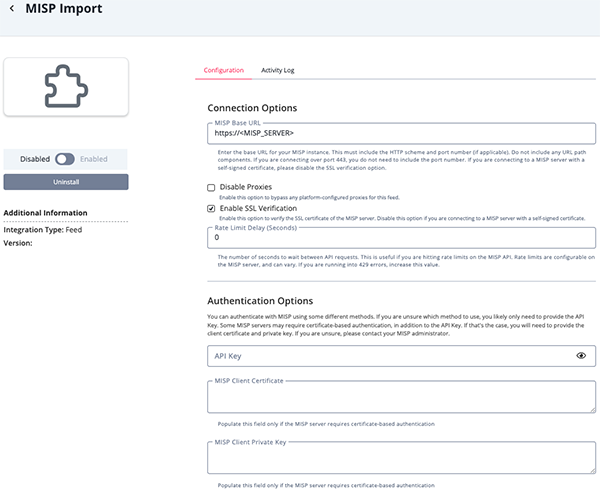 Configuration Screen