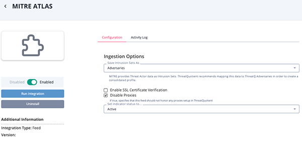 ATLAS Configuration Screen
