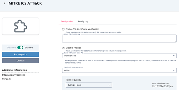 Configuration Screen