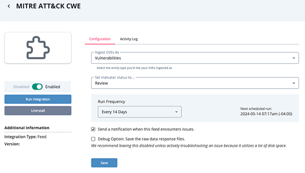 Configuration Screen