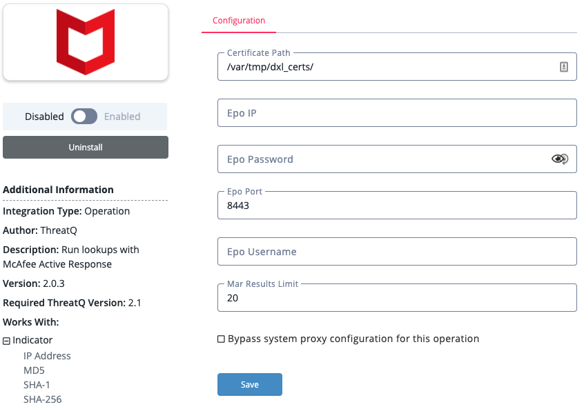 Configuration Screen
