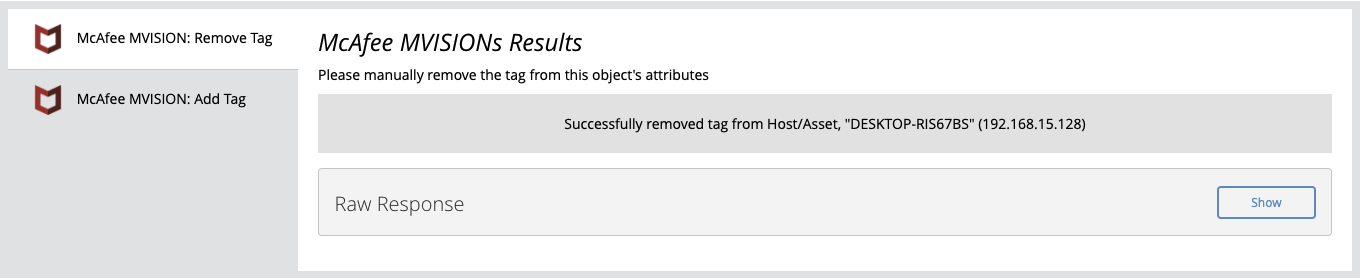 Remove Tag Action Example Result