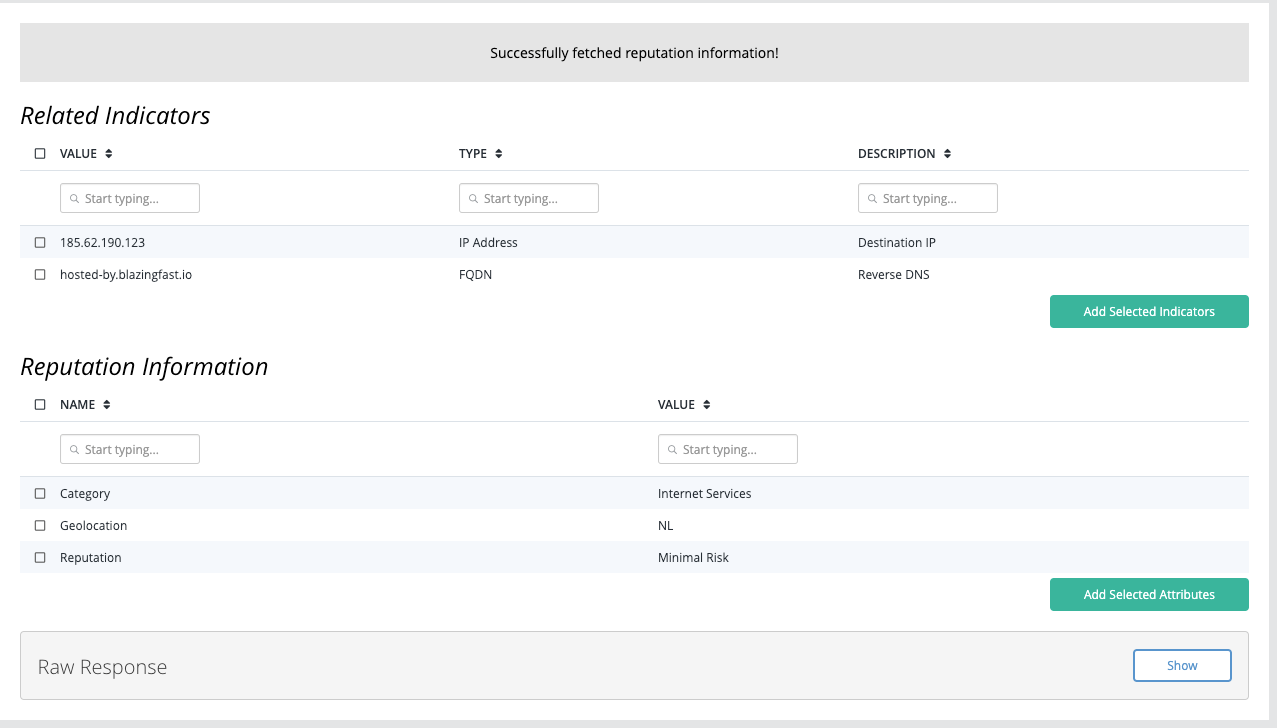 Get Reputation Example Result