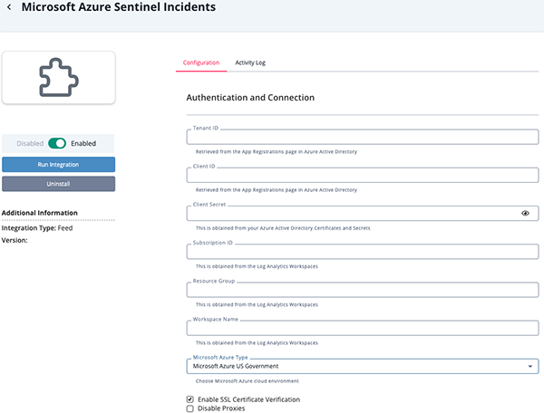 Configuration Screen