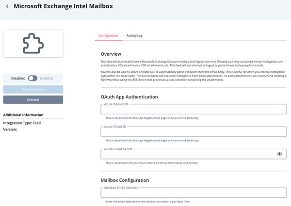 Configuration Screen