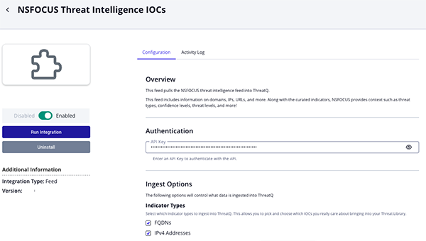 Configuration Screen