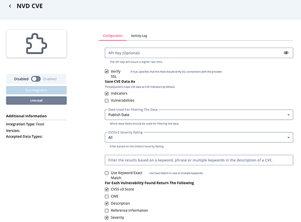 Configuration Screen