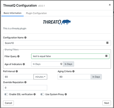 Basic Configuration tab screen
