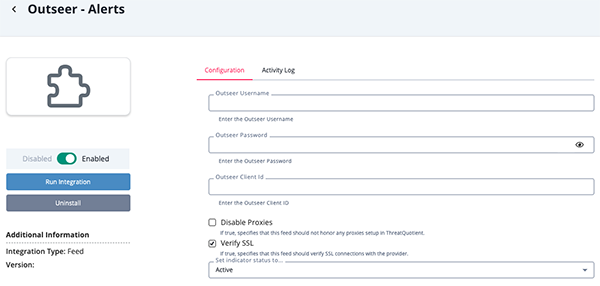 Configuration Screen