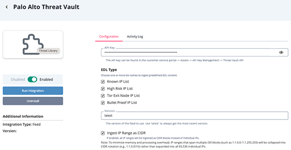 Configuration Screen