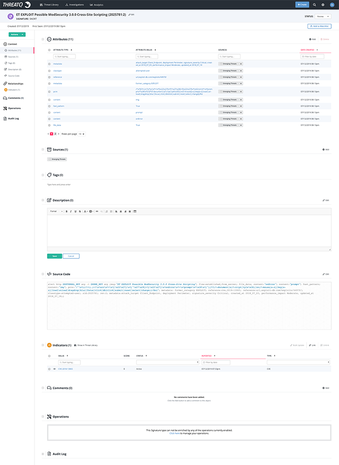 Proofpoint ET Signatures Result Example