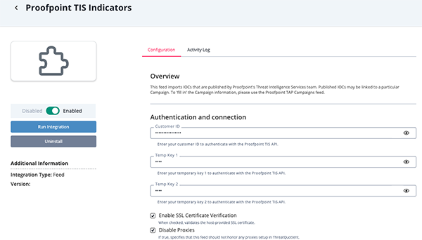 Configuration Screen
