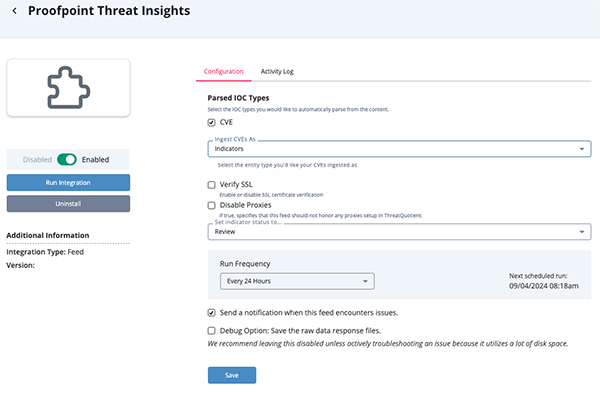 Configuration Screen