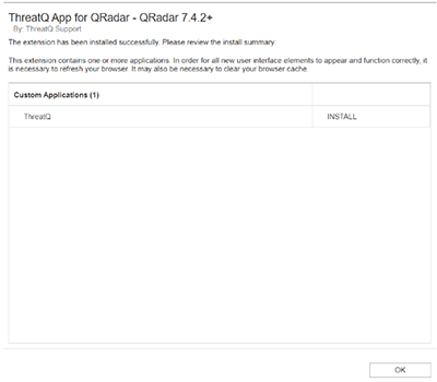 Installation Window - Click OK