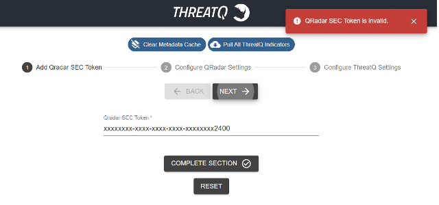 SEC Token is invalid Example