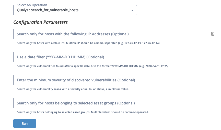 Action Configuration Filter Options
