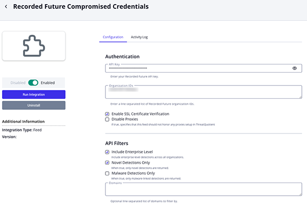 Configuration Screen