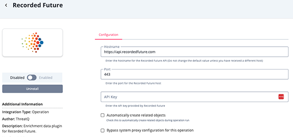 Configuration Screen