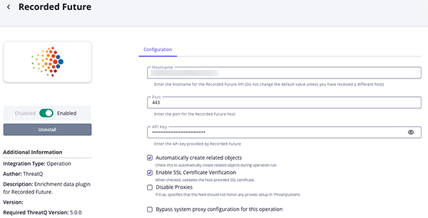 Configuration Screen