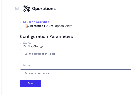 Update Alert Run Options