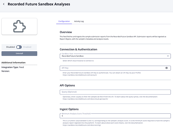 Configuration Screen