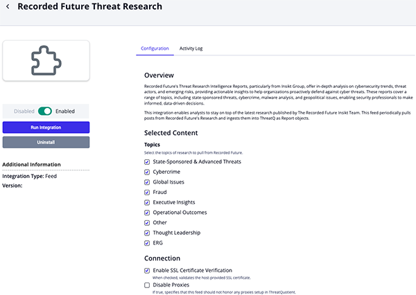 Configuration Screen