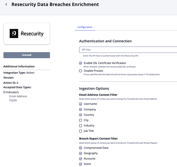 Configuration Screen