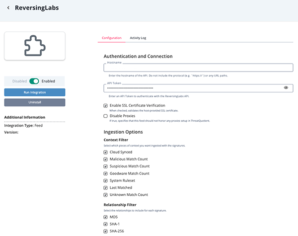 Configuration Screen