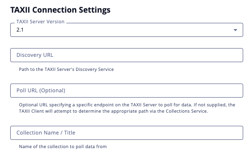 TAXII Connection Settings