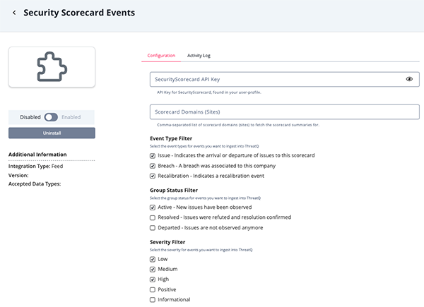 Configuration Screen