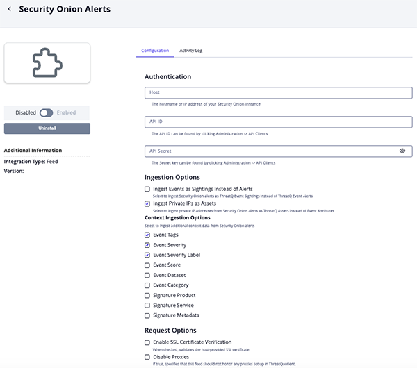 Configuration Screen