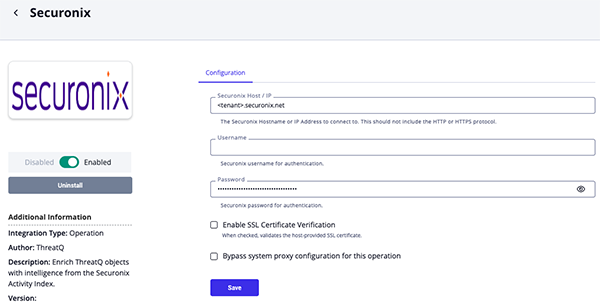 Configuration Screen