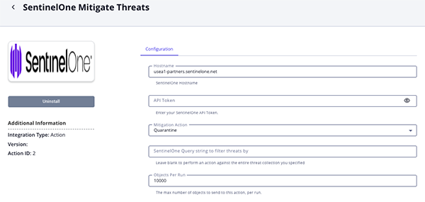 Mitigate Threats Configuration Screen