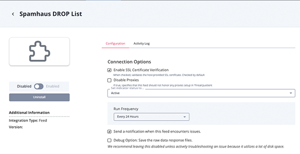Drop List Configuration Screen